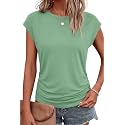 Bliwov Womens Summer Tops Cap Sleeve Crew
