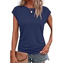 Bliwov Womens Summer Tops Cap Sleeve Crew