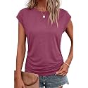 Bliwov Womens Summer Tops Cap Sleeve Crew
