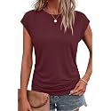 Bliwov Womens Summer Tops Cap Sleeve Crew