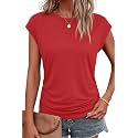 Bliwov Womens Summer Tops Cap Sleeve Crew