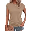 Bliwov Womens Summer Tops Cap Sleeve Crew