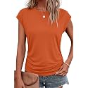 Bliwov Womens Summer Tops Cap Sleeve Crew