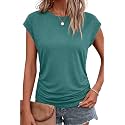 Bliwov Womens Summer Tops Cap Sleeve Crew