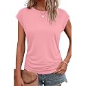 Bliwov Womens Summer Tops Cap Sleeve Crew