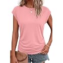 Bliwov Womens Summer Tops Cap Sleeve Crew
