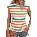 Bliwov Womens Summer Tops Cap Sleeve Crew