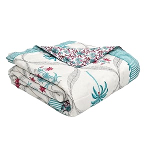blocks of india cotton single size quilt hand block print for light winters 60x90 inches turq tree