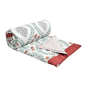 blocks of india cotton single size quilt hand block print for light winters 60x90 inches red brick motif