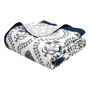 blocks of india cotton single size quilt hand block print for light winters 60x90 inches royal blue motif
