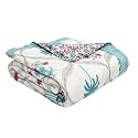 BLOCKS OF INDIA Cotton Single Size Quilt Hand Block Print for Light Winters (60x90 Inches) (Turq Tree)