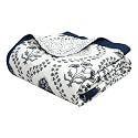 BLOCKS OF INDIA Cotton Single Size Quilt Hand Block Print for Light Winters (60x90 Inches) (Royal Blue Motif)