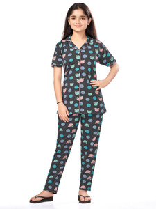 Bloem Girls Printed Cotton Kids Nightwear Multicolor
