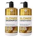 Blonde Shampoo and Conditioner Set - Sulfate Free - For Natural and Color Treated Hair - Zero Paraben Treatment, Moisturizing Salon Formula with Pump - For Women and Men - 16 Fl Oz (Set of 2)