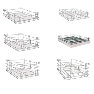bloo basket 202 modular kitchen basket utensils drawer wired set of 6 size  21 inch width x 20 inch depth silver