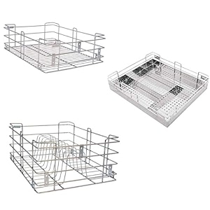 bloo basket 202 stainless steel modular kitchen basket rectangular utensils drawer basket wired 634 plain434 cutlery834 thali silver without channel 19 inch width  20 inch depth