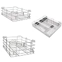 BLOO BASKET 202 Stainless Steel Modular Kitchen Basket rectangular Utensils drawer Basket Wired 6" Plain,4" Cutlery,8" Thali silver (WITHOUT CHANNEL, 19 INCH WIDTH * 20 INCH DEPTH)