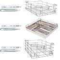 BLOO BASKET 202 Stainless Steel Modular Kitchen Basket rectangular Utensils drawer Basket Wired 6"Plain,4" Cutlery,8"Thali silver (WITH CHANNEL, 14 INCH WIDTH * 20 INCH DEPTH)