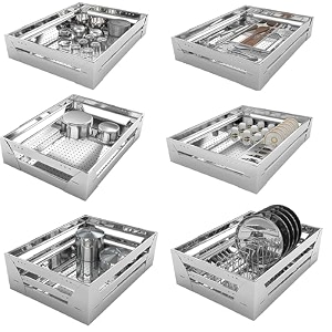 bloo basket 202 modular kitchen basket set of 6 202 grade stainless steel perforated drainage design polished silver 18 in w x 20 in d