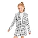 Blood Panther Kid Girl's Cotton Blend Printed Modern Lightweight Sleeveless T-Shirt with Full Sleeve Blazer & Skirt 3 Piece Clothing Set (White - 7-8 Year)