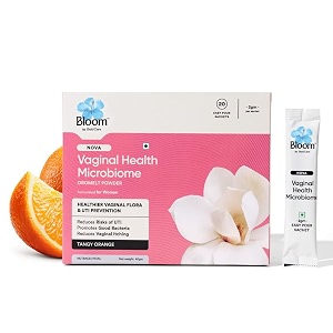 bloom by bold care intimate microbiome oromelt powder  for intimate health amp uti prevention  probiotic  reduces bacterial infection  strawberry flavour  20 easy pour sachets pack of 1