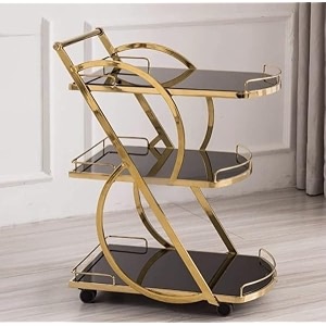 stainless steel trolley for home with wheels and handle 3 tier restaurant mobile cart for serving food kitchen trolley organizer with gold finish golden