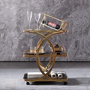 stainless steel trolley for home with wheels and handle 3 tier restaurant mobile cart for serving food kitchen trolley organizer with gold finish multi