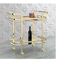 Stainless Steel Trolley for Home with Wheels and Handle 3 Tier Restaurant Mobile Cart for Serving Food Kitchen Trolley Organizer with Gold Finish (Light Gold)