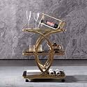 Stainless Steel Trolley for Home with Wheels and Handle 3 Tier Restaurant Mobile Cart for Serving Food Kitchen Trolley Organizer with Gold Finish (Multi)
