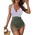 Blooming Jelly Women Mesh One Piece Swim Dress Tummy Control Swimsuit