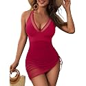 Blooming Jelly Women Mesh One Piece Swim Dress Tummy Control Swimsuit