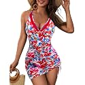 Blooming Jelly Women Mesh One Piece Swim Dress Tummy Control Swimsuit