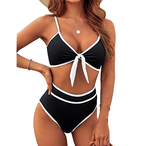 blooming jelly womens high waisted bikini set tie knot high rise two piece swimsuits bathing suits