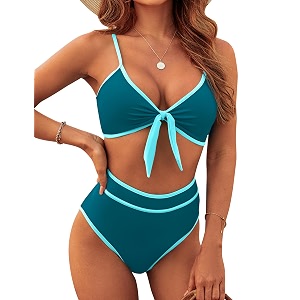 blooming jelly womens high waisted bikini set tie knot high rise two piece swimsuits bathing suits