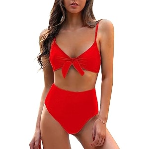 blooming jelly womens high waisted bikini set tie knot high rise two piece swimsuits bathing suits