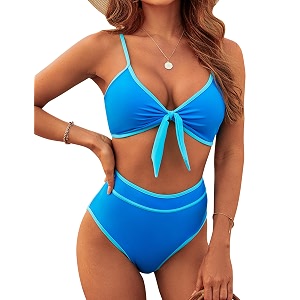 blooming jelly womens high waisted bikini set tie knot high rise two piece swimsuits bathing suits