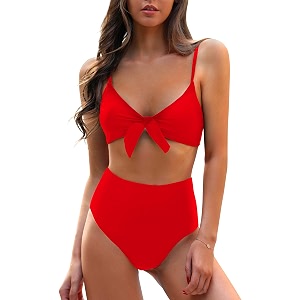 blooming jelly womens high waisted bikini set tie knot high rise two piece swimsuits bathing suits