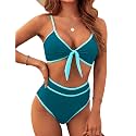 Blooming Jelly Womens High Waisted Bikini Set Tie Knot High Rise Two Piece Swimsuits Bathing Suits