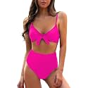 Blooming Jelly Womens High Waisted Bikini Set Tie Knot High Rise Two Piece Swimsuits Bathing Suits