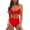 Blooming Jelly Womens High Waisted Bikini Set Tie Knot High Rise Two Piece Swimsuits Bathing Suits