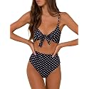 Blooming Jelly Womens High Waisted Bikini Set Tie Knot High Rise Two Piece Swimsuits Bathing Suits