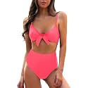 Blooming Jelly Womens High Waisted Bikini Set Tie Knot High Rise Two Piece Swimsuits Bathing Suits