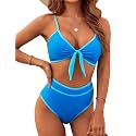 Blooming Jelly Womens High Waisted Bikini Set Tie Knot High Rise Two Piece Swimsuits Bathing Suits