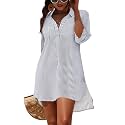 Blooming Jelly Womens Swimsuit Coverups White Chiffon Bikini Swimwear Beach Cover Up Dress Shirt