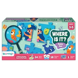 bloomingo where is it - sassy sea  engaging sea search game for kids  develops observation focus amp memory  48-piece puzzle  activity book  educational gifts and puzzles for kids age 5-7