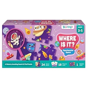 bloomingo where is it - spectacular space  engaging space search game for kids  develops observation focus amp memory  48-piece puzzle amp activity book  educational gifts amp puzzles for kids age 5-7