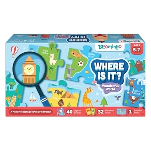 bloomingo where is it  wonderful world game  engaging birthday return gift for kids  geo search puzzle amp activity book  builds focus observation amp memory skills  fun learning game  ages 57