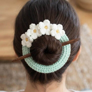 bloomingyarn crochet daisy flower bun stick bun stick multicolor