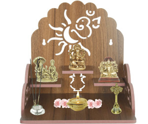 bloriza wooden wall mounted hanging puja temple wood god stand for pooja room puja mandir for home wall office shop engineered wood home temple