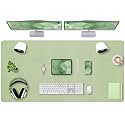 Bloss 47.2" x 24" Large Desk Mat, Leather Desk Mat, Large Mouse Pad + Keyboard Pad, Non-Slip Desk Mat Protector for Office, Home - Green